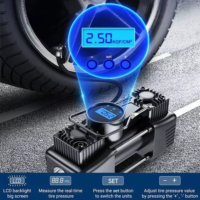 Двухцилиндровый компрессор насос для перекачки шин