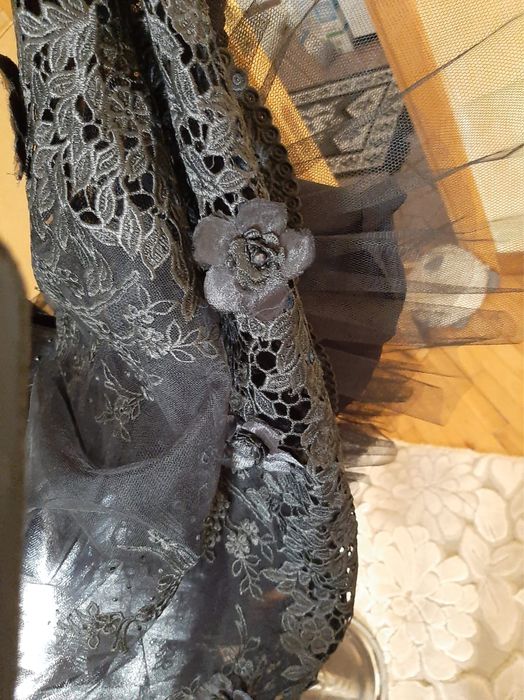 Rochie neagra de ocazie dantela 3D