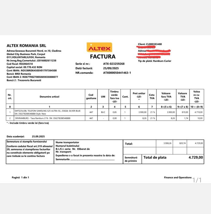 Vând/Schimb Samsung S25 Ultra 5g Silver Ca Nou Garanție Altex Dual Sim