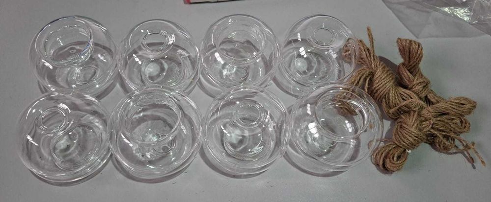 Set 8 suporturi 2 in 1 lumanari si plante Nuptio, transparente