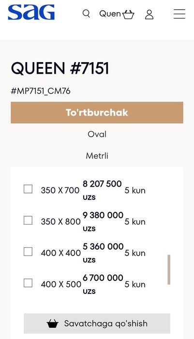 Gilam akril 100% Nomi QUEN Razmer 3.5x8