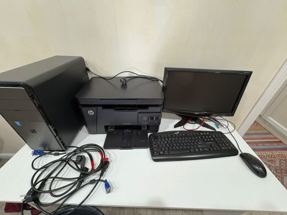 Компьютер, процессор, принтер үстелімен бірге сатылады