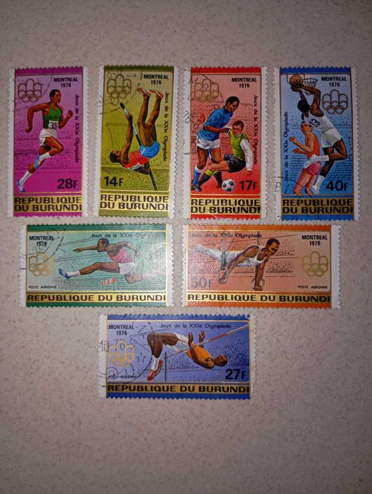 Сет пощенски марки Burundi 1976. Montreal Olympics. Спорт. 7 бр.