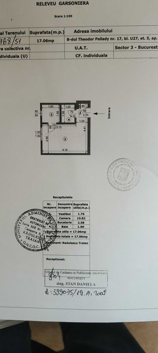 Proprietar vand garsoniera, 17 mp, Theodor Pallady, vis-a-vis Metrou 1 decembrie