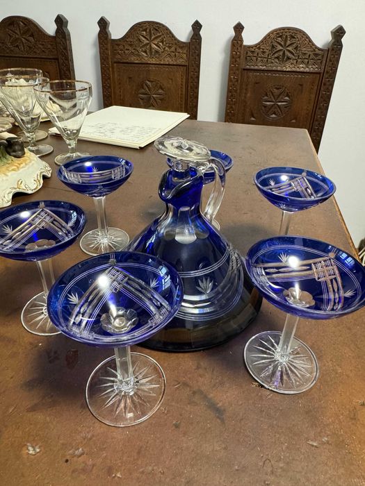 Set 6 pahare + carafa cristal Bohemia