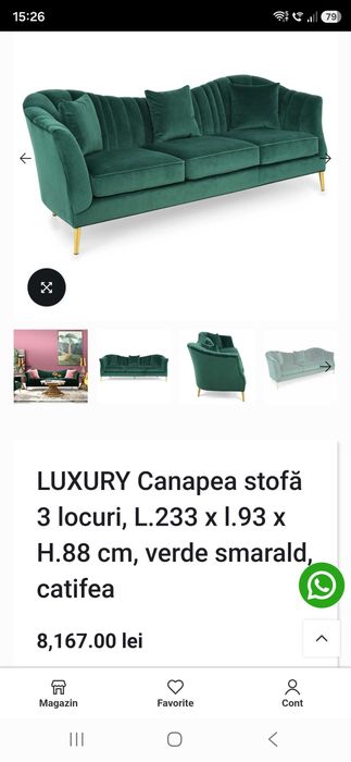 Canapea draguta si catifelata