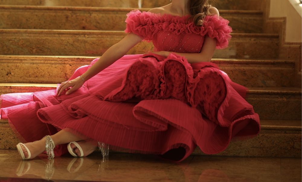 Бална розова рокля