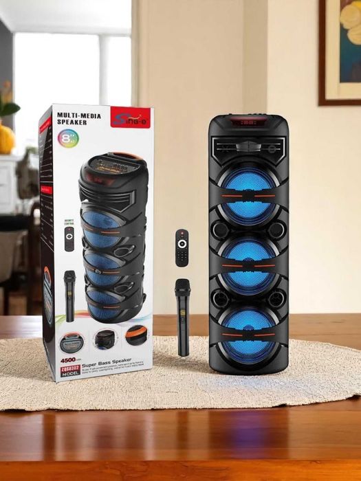 Караоке колонка bluetooth ZQS8302, с беспроводным микрофоном, 80 см