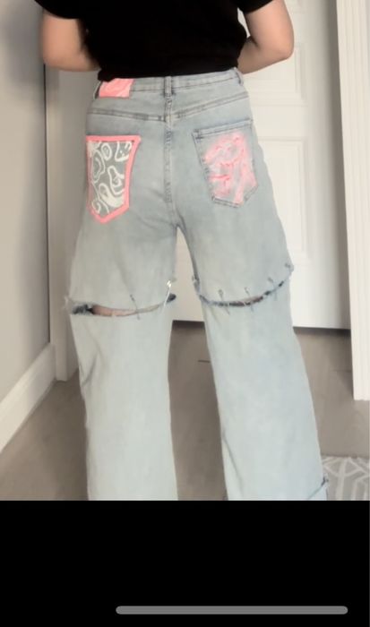 Джинсы клеш в голубом цвете