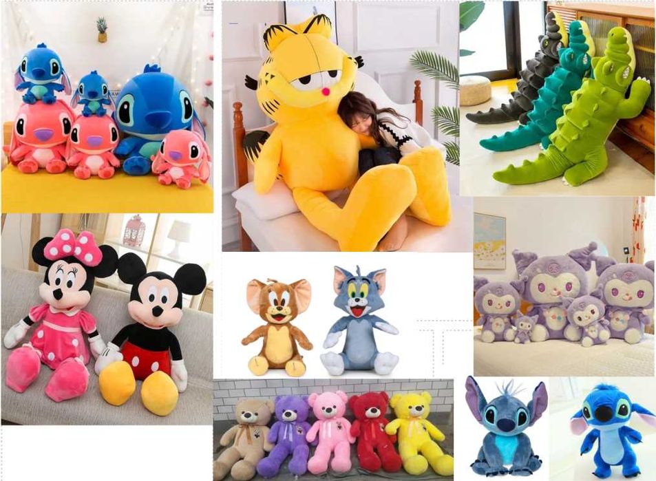 Големи Плюшени играчки Лило и Стич, Гарфилд, Hello Kitty, Мики Маус