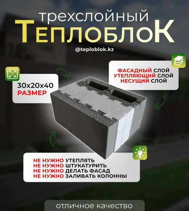 Трехслойный теплоблок Кирпич