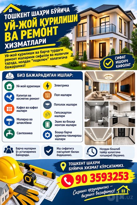 PODKLUCH REMONT 0dan boshlab tayyor holatgacha