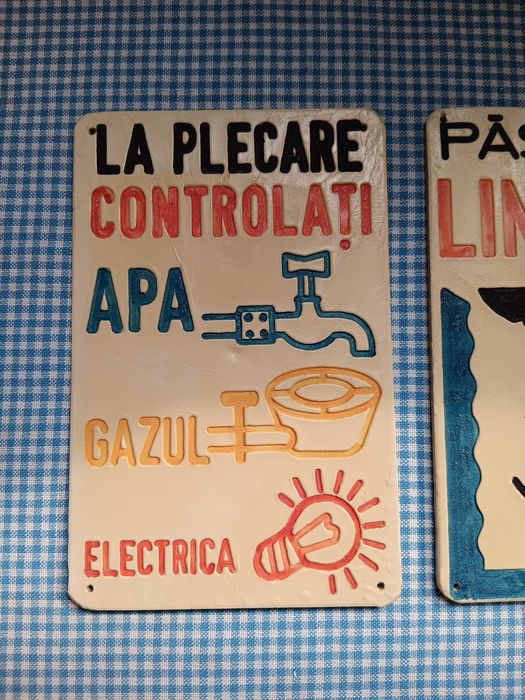 Tăblițe ,tabla de avertizare comuniste, vechi de colectie, provin din comunism, Reclame,protecția muncii vechi,rare