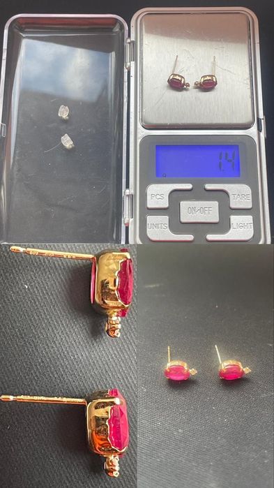 Cercei din aur 18k cu rubine si diamante naturale