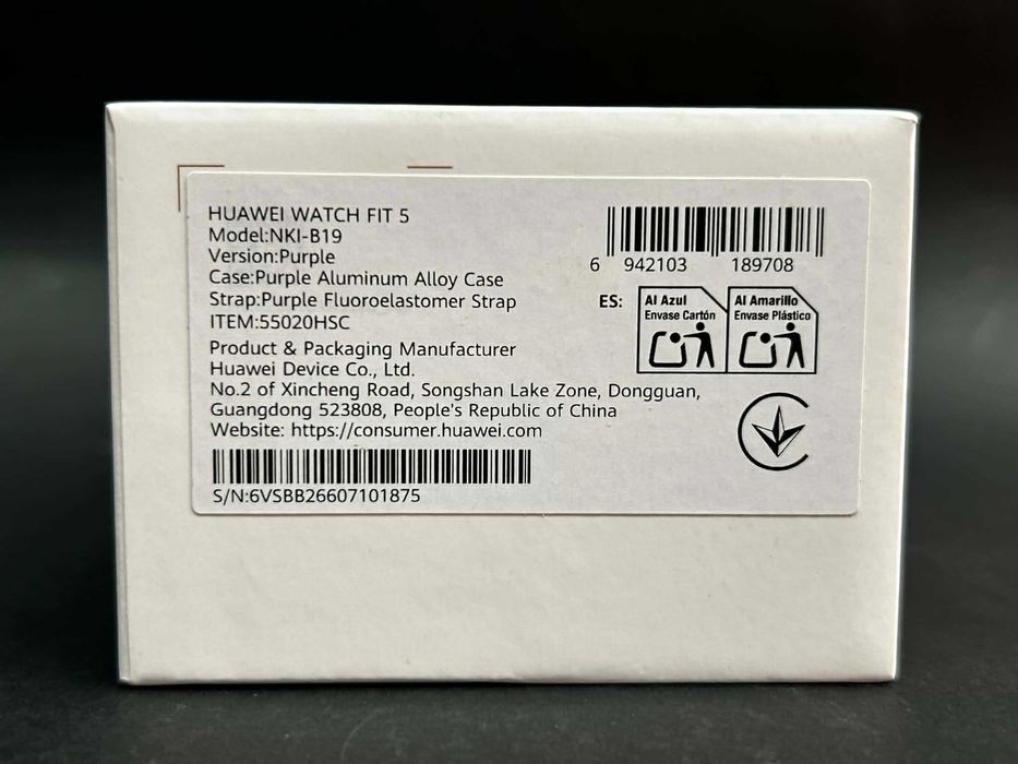 Смарт часовник HUAWEI WATCH FIT 5 Purple Fluoroelastomer Strap 42.9 MM / Чисто нов