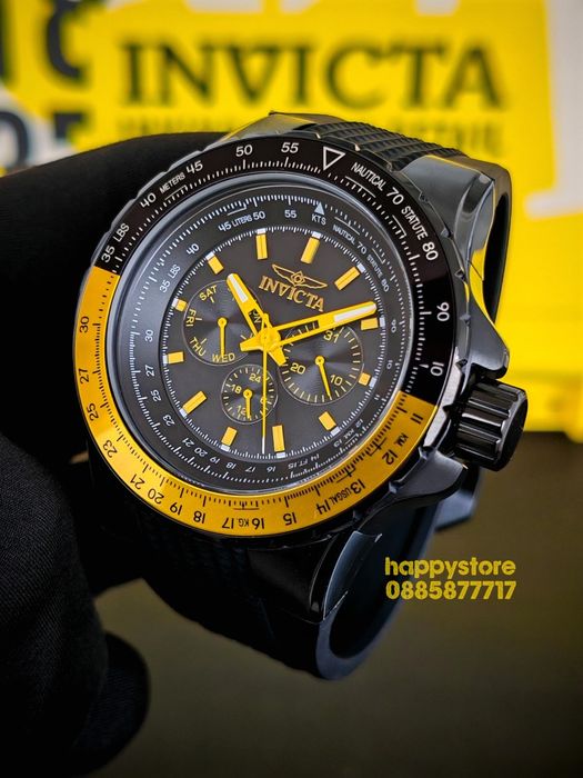 INVICTA Aviator Black/Yellow 50 mm, Инвикта нов ръчен часовник