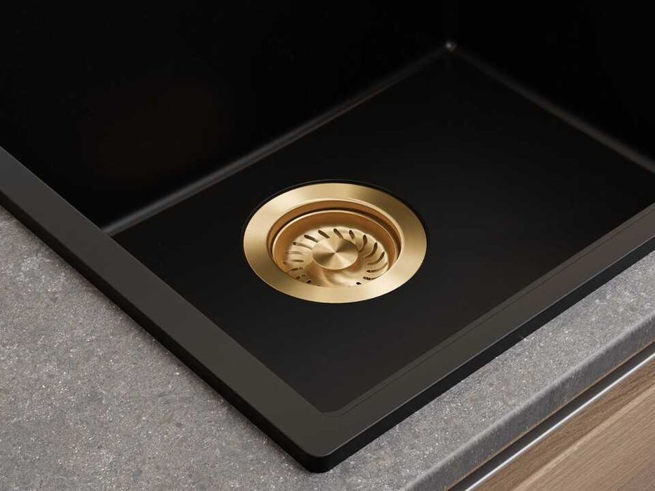 Златен смесител за кухня с изтегляща глава, 2 режима на струя - 9020