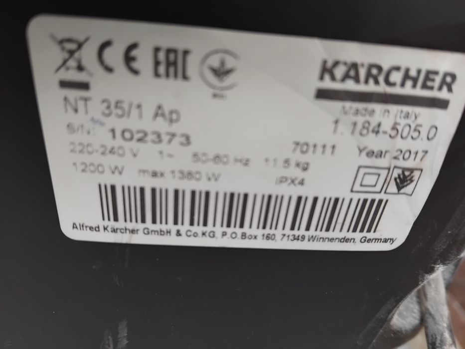 Индустриална Прахосмукачка Hiti/ Karcher NT35/1ap Тупалка Сухо Мокро