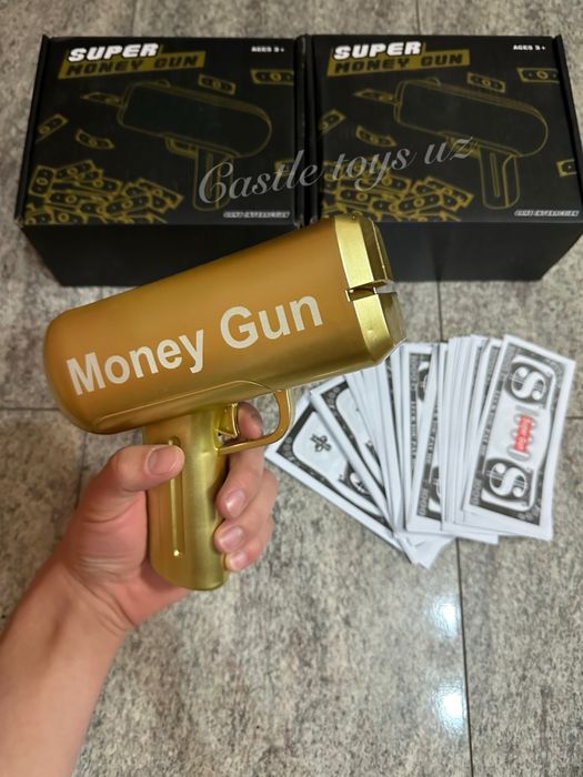 Money gun денежный пистолет с 100шт реквизит доллары магазин есть