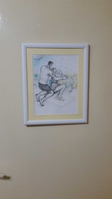 Параклис. Подписана картина, рисувана с акварелни бои.