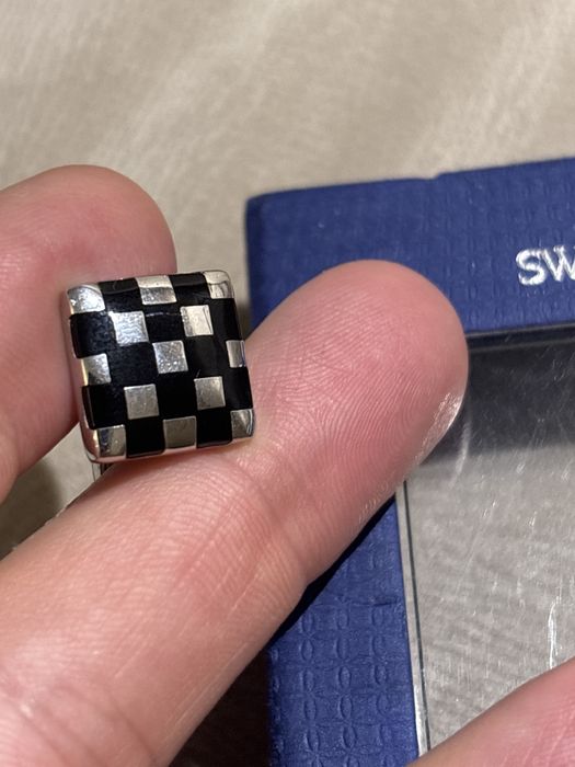 Butoni Argint cu piatra Onix (model șah)