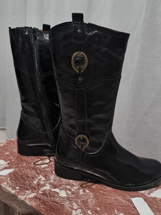 Cizme piele lacuita, negre 38