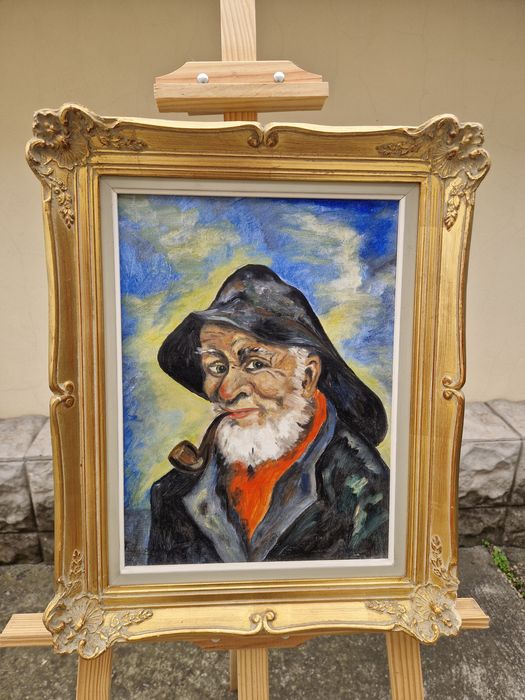 Прекрасна антикварна картина масло върху платно