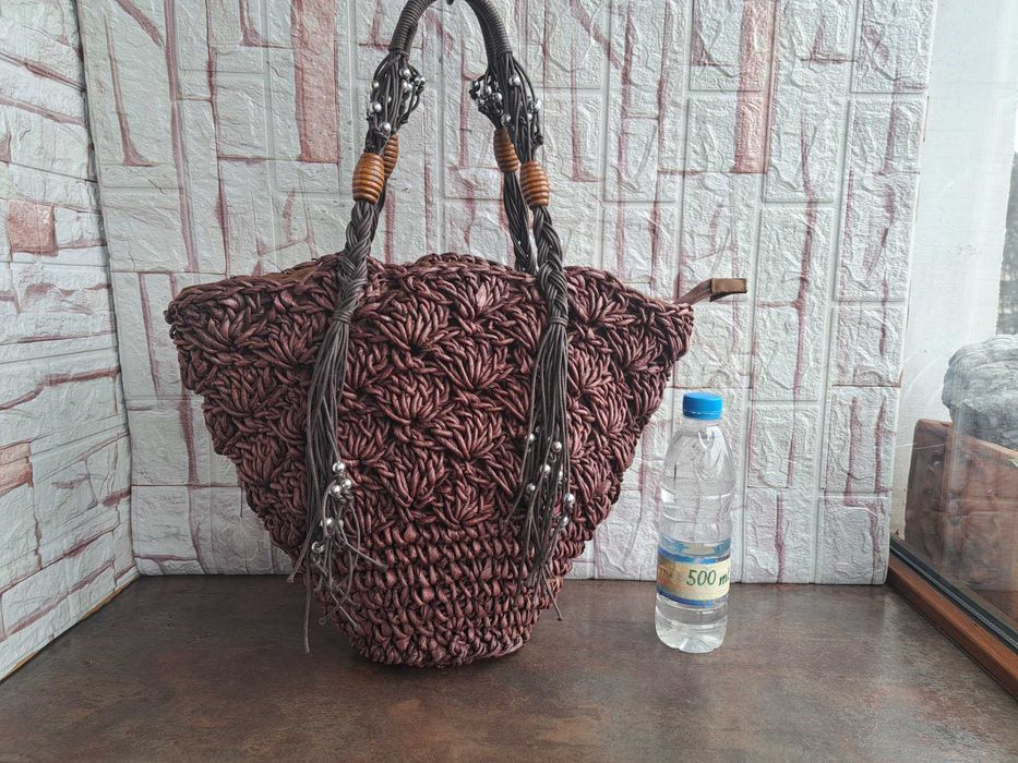 дамска сламена чанта,сламена торба,плетена кошница