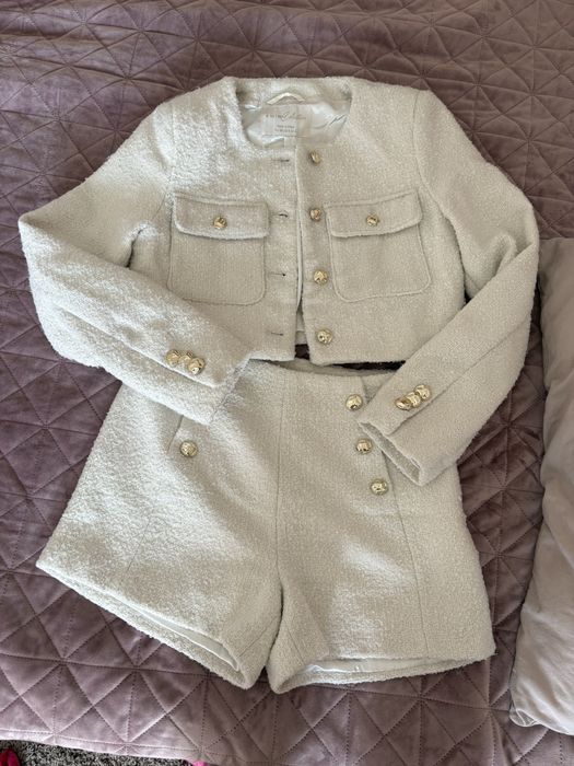 Бял сет букле New Yorker