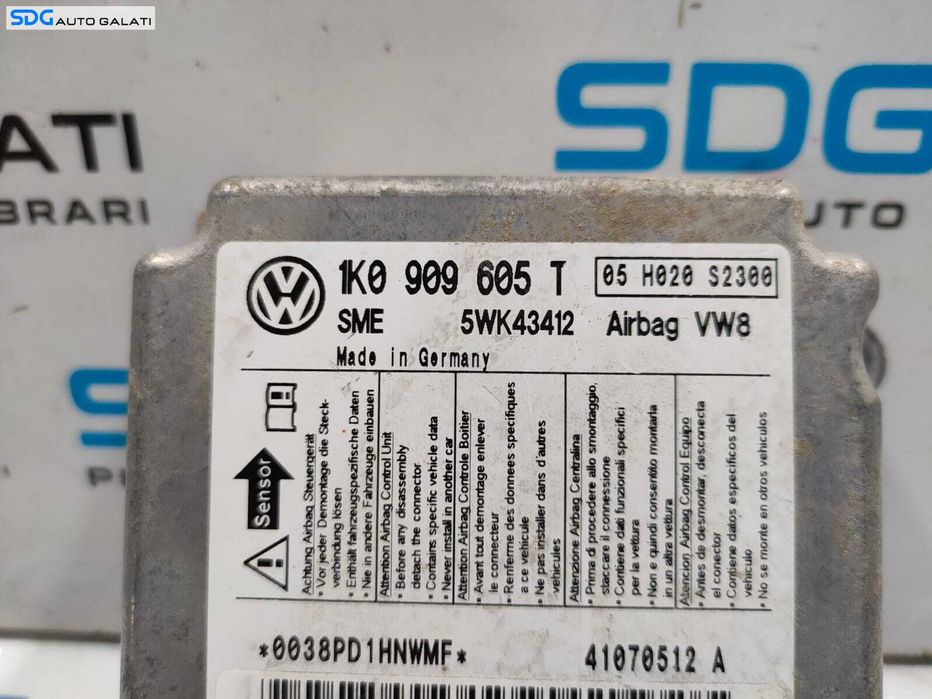 Calculator ECU Airbag Volkswagen Caddy 2003 - 2010 Cod 1K0909605T [L4829]