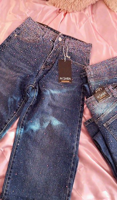 Дънки с камъни м и л размер