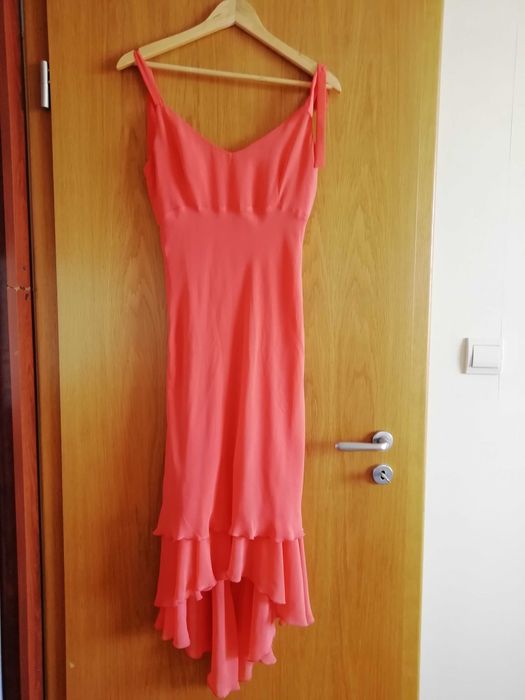 Официална лятна рокля цвят корал