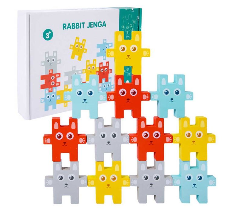НАМАЛЕНИЕ! Дървена игра Дженга Зайчета - тетрис конструктор