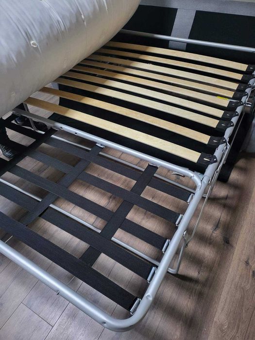 Сив диван от плат с функция сън