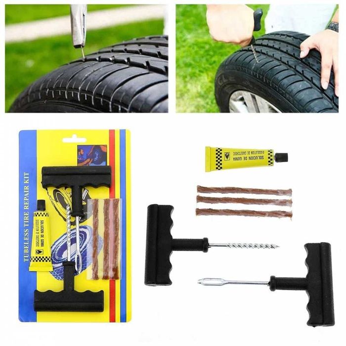 Авариен комплект за лепене на спукани автомобилни гуми.