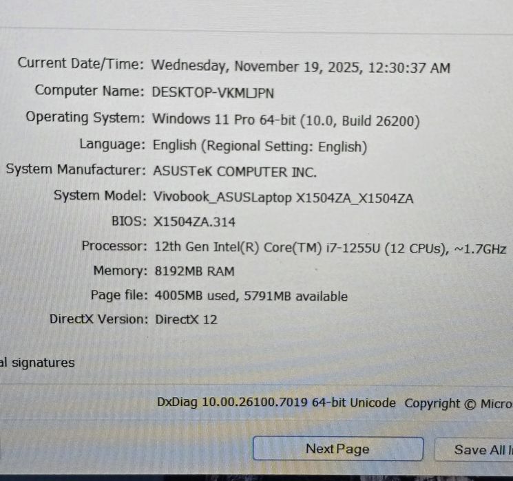 Laptop Asus VivoBook - I 7 - 8GB RAM - SSD 512 !