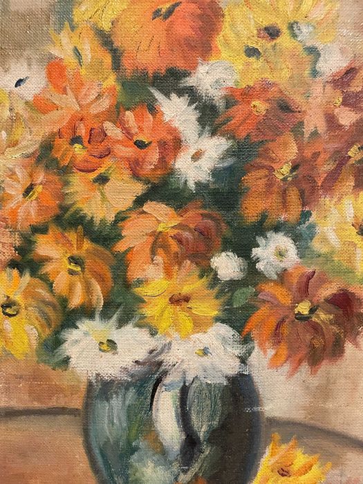 pictura veche pe panza in ulei tablou vechi pe panza in ulei tablou