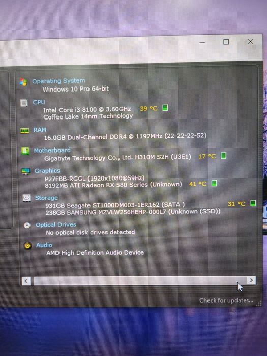 Компютър i3 8100, RX 580 8GB, 16 GB RAM