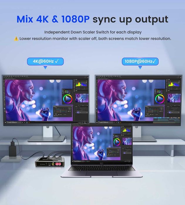 Splitter HDMI 4K-60Hz 1in 2 iout cu extractor audio,1x2+Toslink optic+coaxial+audio stereo de 3.5mm soundbar Dobly Vision/Atmos DTS 5.1CH HDCP2.3