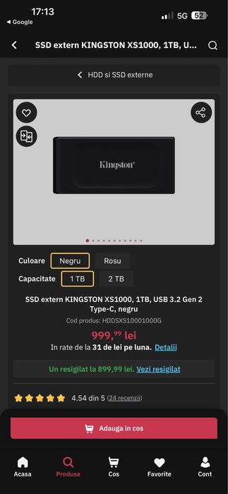 SSD extern kingston 1TB