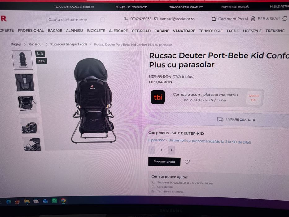 Rucsac drumeții pentru carat copiii