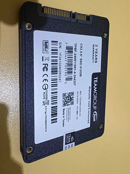 SSD 512GB TeamGroup CX2  с оставаща гаранция до 27.12.2027 г.