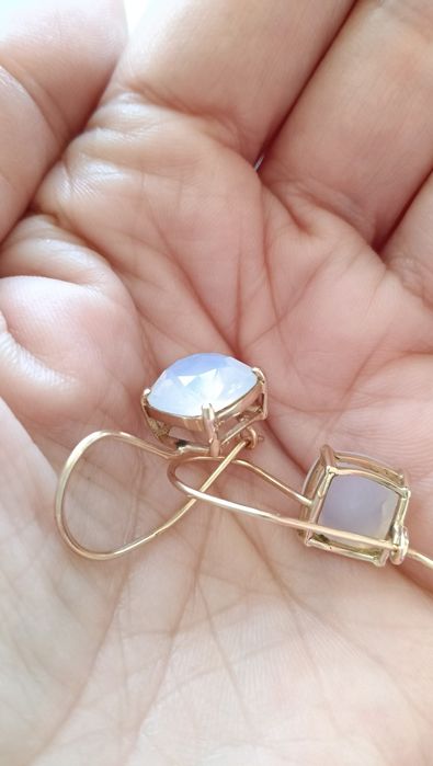 Златни обеци с камъни Аквамарин