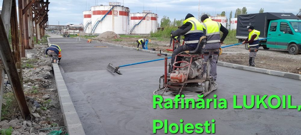 Turnari beton Elicopterizat- finisat cu Quarț, Periat antiderapant, Pardoseli Industriale cu cuart, sapa din beton in curte, platforme betonate