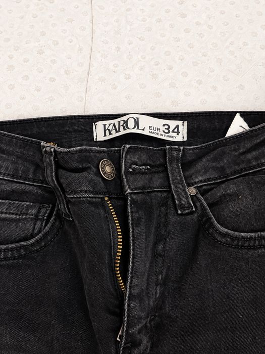 Blugi negri KAROL damă 34/XS, talie înaltă, slim/skinny