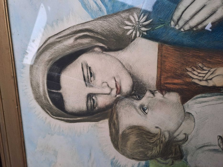 tablou desen creion tus pe carton gros 58/70 cm semnat