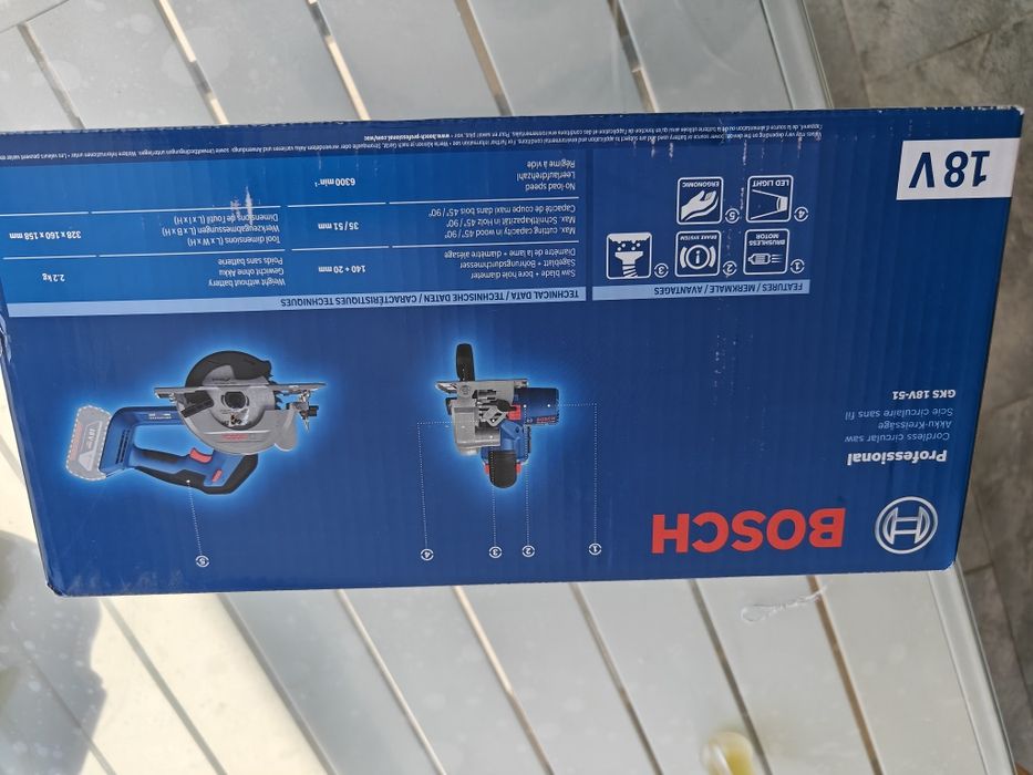 Bosch GKS 18V-51 - Li-Ion, 18 V, - Ah, 140x20 mm,, SOLO.nou.