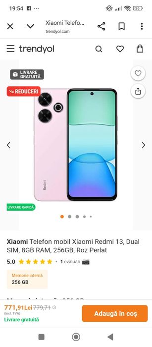 Xiaomi Redmi 13 nou, 8 GB RAM, 256 GB, Pink, SIM cartelă duală