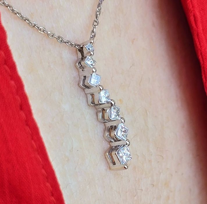 Pandant din aur alb 14k cu diamante naturale princes