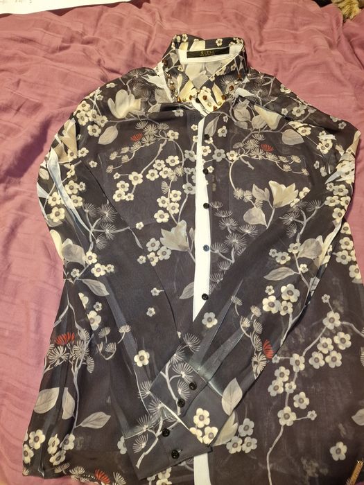 Cămaşă Guess XS floral voal nasturi pietre